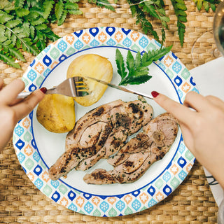 8in /10in Green and Blue Camo Round Paper Plates - Family Gatherings & Picnics - MUCHII - JOLLYCHEF