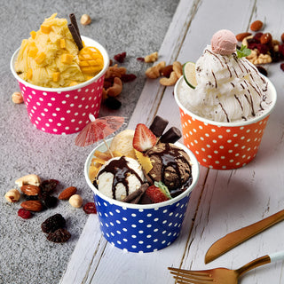 8oz/ 12oz/ 16oz  Pink & Blue & Orange Circular Versatile Ice Cream Cups - Party & Event Use - LITOPAK - JOLLYCHEF