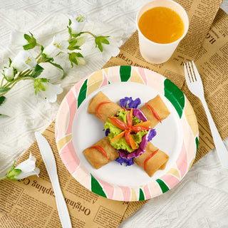 8.375in Pink with Irregular Patterns Round Paper Plates - Parties & Picnics - FOCUSLINE - JOLLYCHEF