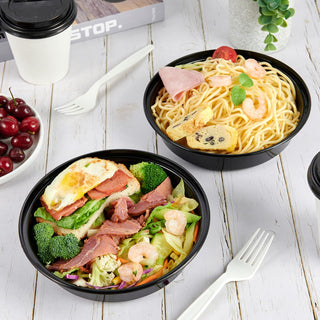 24oz Black Round Microwave - Safe Meal Prep Containers with Lids - Lunch Boxes & Meal Prep - MUCHII - JOLLYCHEF