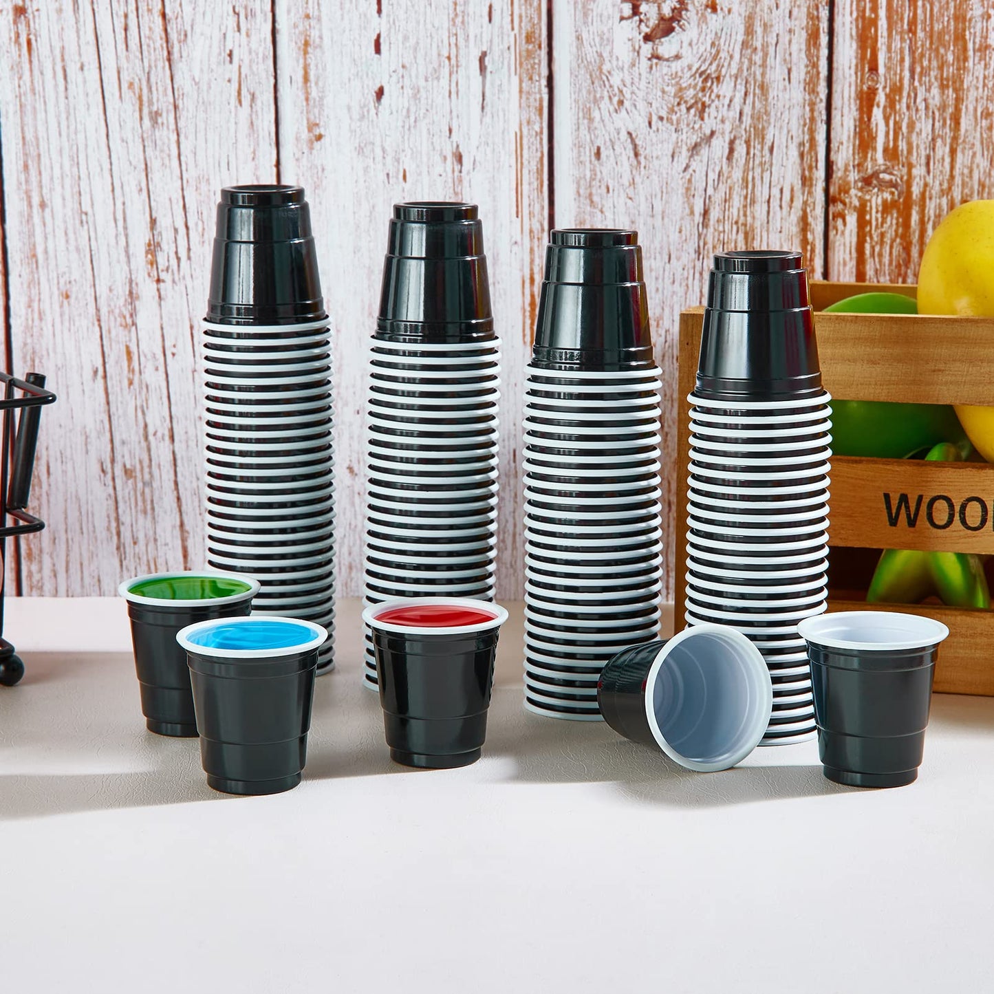 「Jolly Choice」2oz Black Plastic Shot Cups