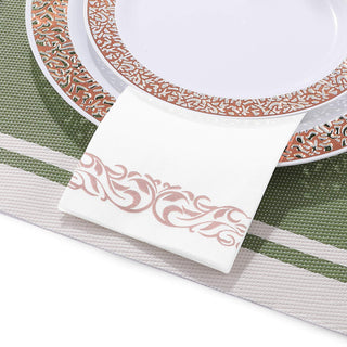 1 - Ply White and Rose Gold Pattern Linen - Feel Disposable Hand Towels - Weddings & Kitchens – FOCUSLINE - JOLLYCHEF