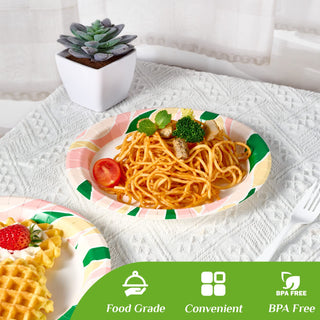 8.375in Pink with Irregular Patterns Round Paper Plates - Parties & Picnics - FOCUSLINE - JOLLYCHEF
