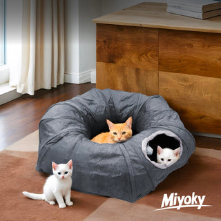 3-Way Durable Cationic Fabric Cat Tunnel - Indoor Play & Resting Spot - Miyoky