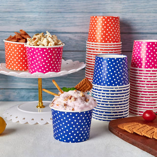 8oz/ 12oz/ 16oz  Pink & Blue & Orange Circular Versatile Ice Cream Cups - Party & Event Use - LITOPAK - JOLLYCHEF