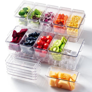 Clear Stackable Condiment Tray with 5 Removable Containers – for Family Gatherings, Camping, and BBQs – Luckore - JOLLYCHEF