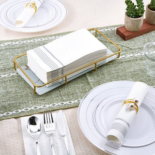 3 Ply Silver Striped Pattern Classic Paper Napkins - Party & Wedding - Jolly Chef - JOLLYCHEF