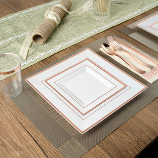 Rose Gold Rim Clear Fancy Disposable Dinnerware Sets - Halloween & Weddings - FOCUSLINE - JOLLYCHEF