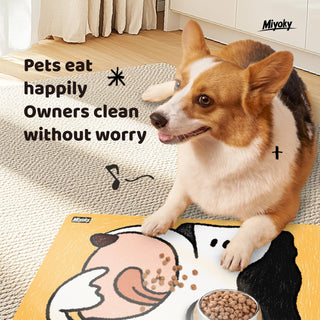 Artist-Designed Absorbent Non-Slip Pet Feeding Mat - Waterproof & Easy Clean Dog Food Mat - Home & Travel - Miyoky