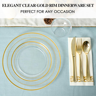 Clear Plastic Gold Rimmed Dinnerware Sets - Parties & Gathering - FOCUSLINE - JOLLYCHEF