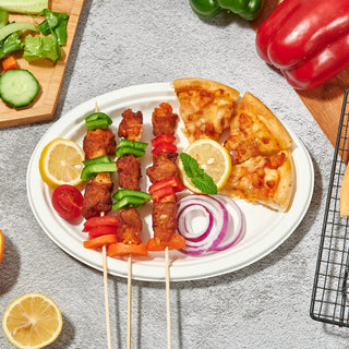 10in / 12in White Oval Compostable Plates - BBQ & Party - Vplus - JOLLYCHEF
