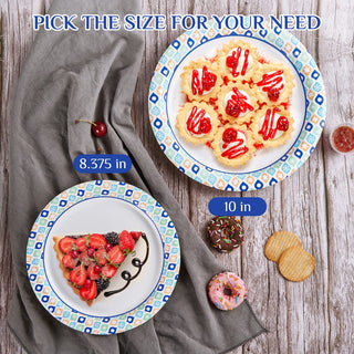 8in /10in Green and Blue Camo Round Paper Plates - Family Gatherings & Picnics - MUCHII - JOLLYCHEF