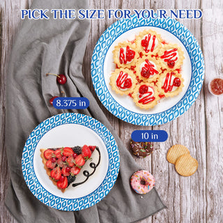 8.375in /10in Blue Camo Round Paper Plates - Daily Use & Parties - MUCHII - JOLLYCHEF