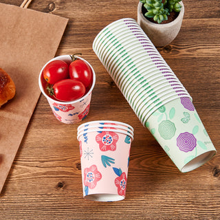 5oz Pink & Green Floral Pattern Paper Dessert Cups - Cupcake & Party - TV TOPVALUE - JOLLYCHEF