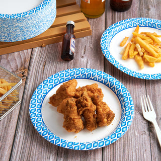 8.375in /10in Blue Camo Round Paper Plates - Daily Use & Parties - MUCHII - JOLLYCHEF