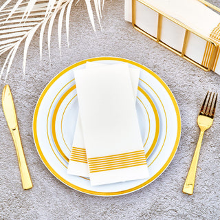 1 - Ply Gold Striped Pattern Paper Napkins - Guestrooms & Bathroom - LITOPAK - JOLLYCHEF