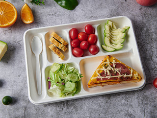 8.6inx12.5in Natural Rectangular 6 - Compartment School Lunch Tray - Buffet & Party - Vplus - JOLLYCHEF