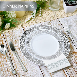 3 - Ply White and Sliver Pattern Paper Napkins - Weddings & Parties - Vplus - JOLLYCHEF