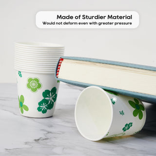 JOLLY CHEF [300 Pack] Paper Cups, 3oz Disposable Bathroom Cups, Mouthwash Cups, Cold Disposable Drinking Cup for Party, Picnic, BBQ, Travel, and Event, Green Floral - JOLLYCHEF