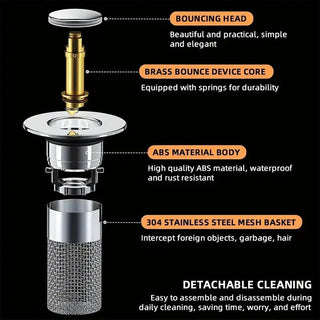 Anti - Clog Brass Core Sink Stopper - Bathroom & Bathtub - MUCHII - JOLLYCHEF
