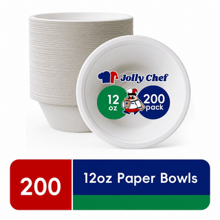 JOLLY CHEF Disposable Paper Bowls,12 Ounce,200 Count