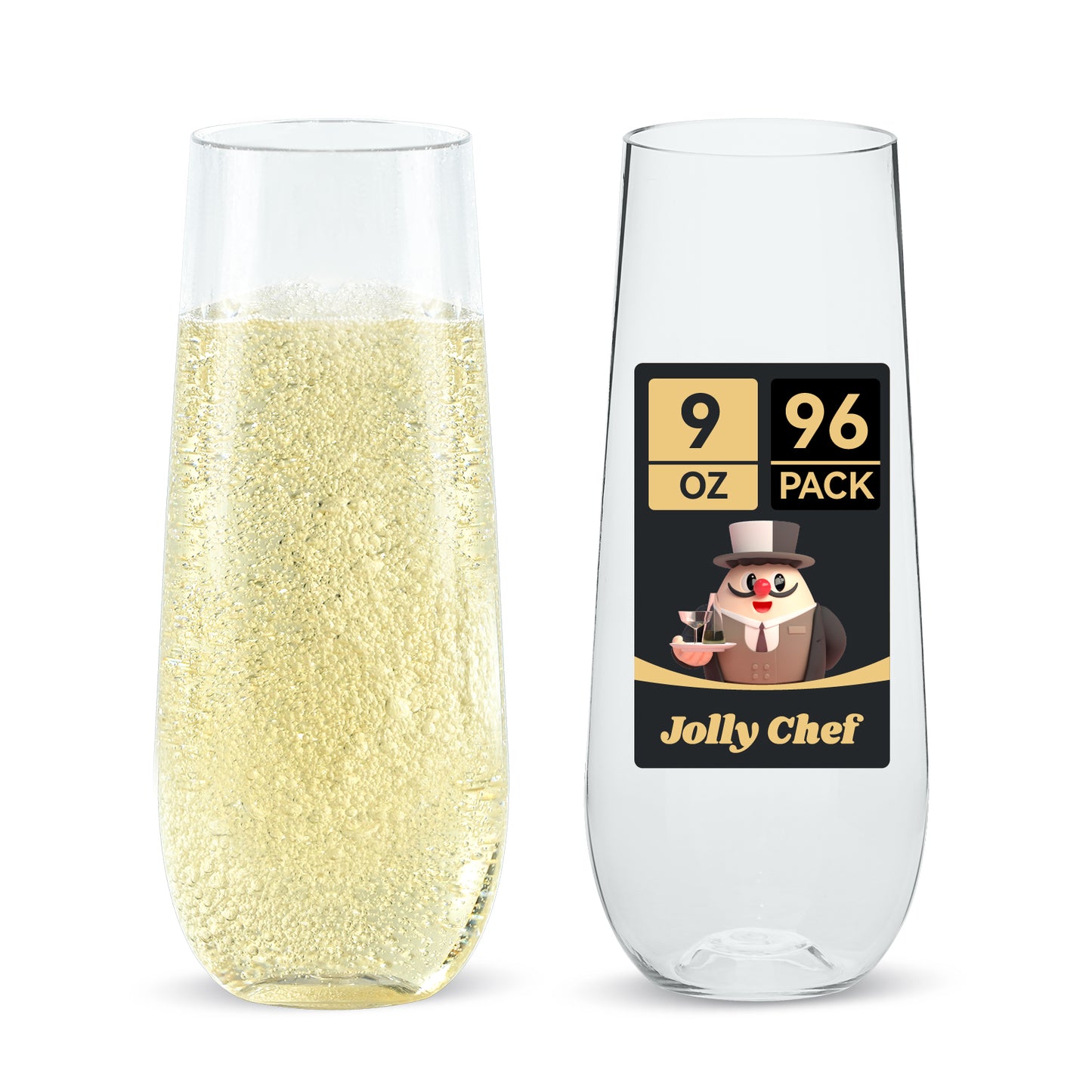 Clear Stemless Plastic Champagne Flutes