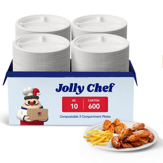 9in/ 10in White Round 3 Compartment Plates - Parties & Family Gatherings - Jolly Chef - JOLLYCHEF