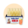 Jolly Chef 14 oz gold rim plastic cups, carton of 600, with chef mascot and cocktail.
