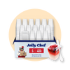 Jolly Chef 5 oz dessert cups carton, includes 400 square cups with spoons and lids.