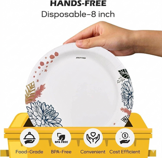 8in/10in Bulk Paper Plates | Disposable Plates for Lunches, Salads | Microwaveable & Freezer Safe | Restaurant Supply
