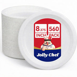 Platos de papel a granel de 8.37 x 10 pulgadas | Platos desechables para almuerzos, ensaladas | Aptos para microondas, resistentes a los líquidos | Caja de suministros para restaurantes