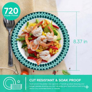 8.37in Bulk Paper Plates | Disposable Plates for Pizza, Snacks | Recyclable | Restaurant Supply