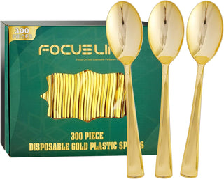 Gold Elegant Plastic Knives, Forks & Spoons - Catering & Wedding - FOCUSLINE - JOLLYCHEF