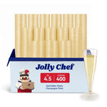 Jolly Chef 4.5 oz Gold Glitter Plastic Champagne Flutes, bulk pack of 400.