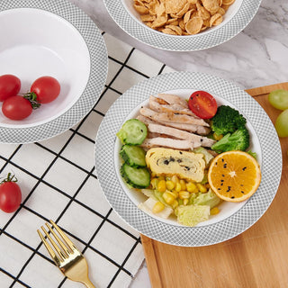 12oz White with Silver Rim Wide Rim Elegant Functional Plastic Bowls - Parties & Catering - Jolly Chef - JOLLYCHEF