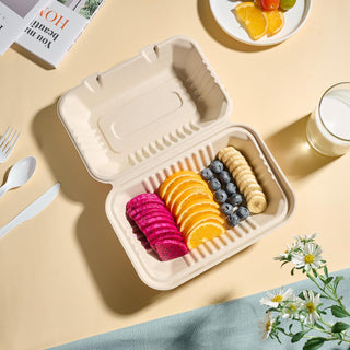 Brown Microwave - Safe Compostable Take Out Food Containers with Lids - Catering & Picnics - Jolly Chef - JOLLYCHEF