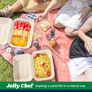 Brown Microwave - Safe Compostable Take Out Food Containers with Lids - Catering & Picnics - Jolly Chef - JOLLYCHEF