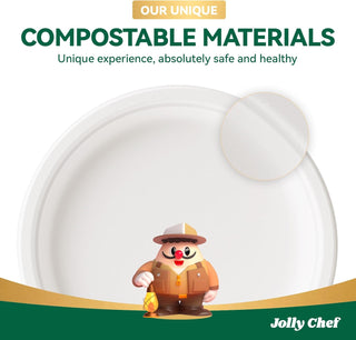 White Round Compostable Plates - BBQ & Picnics - Jolly Chef - JOLLYCHEF