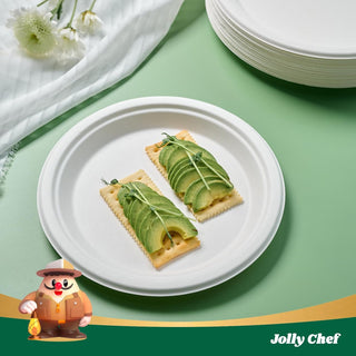 White Round Compostable Plates - BBQ & Picnics - Jolly Chef - JOLLYCHEF