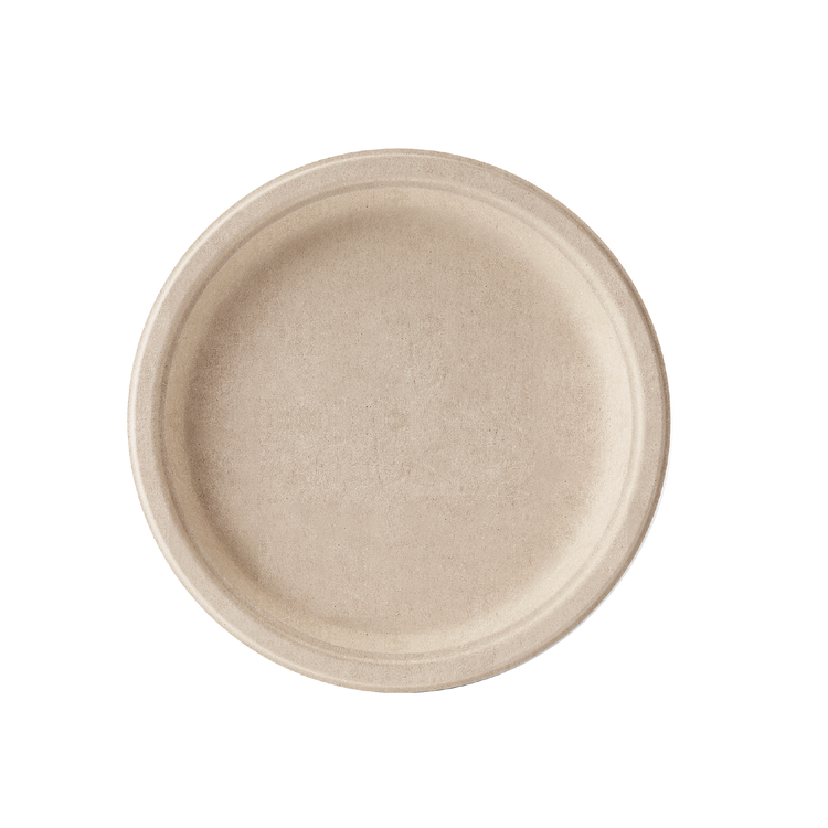 Jolly Chef Compostable White&Natural Plates made from natural materials, featuring a subtle beige color and smooth surface.