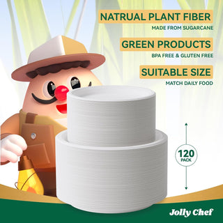 White Round Compostable Plate Set - Party & Wedding - Jolly Chef - JOLLYCHEF
