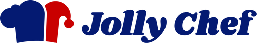 Jolly Chef Logo featuring chef hat with blue and red color.