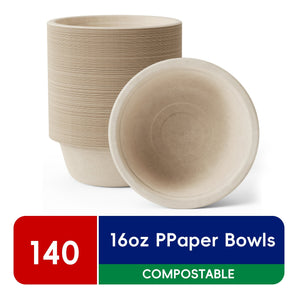 16 oz 140 Count Compostable Disposable Paper Bowls