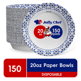 Jolly Chef product gallery image 1 named Disposable Paper Bowls,Strong,Soak Proof,Microwave Safe with 20oz