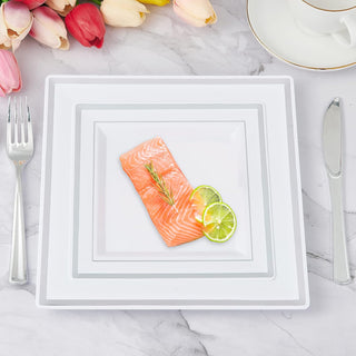 White Silver Square Elegant Dinnerware Sets - Weddings & Parties - Jolly Chef - JOLLYCHEF