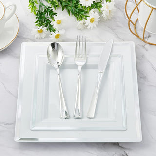 White Silver Square Elegant Dinnerware Sets - Weddings & Parties - Jolly Chef - JOLLYCHEF