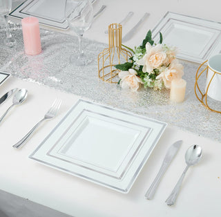 White Silver Square Elegant Dinnerware Sets - Weddings & Parties - Jolly Chef - JOLLYCHEF