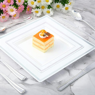 White Silver Square Elegant Dinnerware Sets - Weddings & Parties - Jolly Chef - JOLLYCHEF