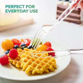 「Jolly Choice」240 Count Clear Plastic Silverware, 80 Forks, Knives and Spoons Each, BPA-Free, Heavy Duty Disposable Cutlery Set