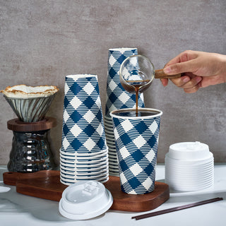 「Jolly Choice」70 Pack 16 oz Paper Coffee Cups, Disposable Paper Cups with Lids and Stirrers - JOLLYCHEF